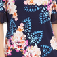 JM Collection Women's Liza Floral-Print Keyhole Top Blue Size Small