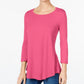 JM Collection Women's Scoop-Neck Top In Regular And Petite Pink Size Medium