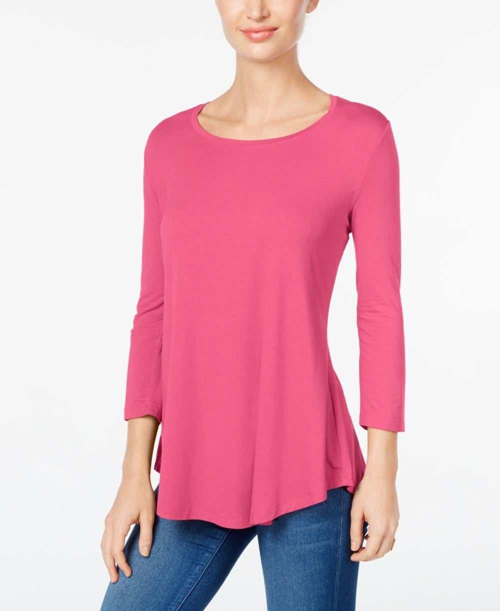 JM Collection Women's Scoop-Neck Top In Regular And Petite Pink Size Medium