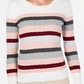Karen Scott Women'sHolly Striped Cotton Cable Sweater Brown Size Small