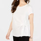 Style & Co Women's Petite Side-Tie Top White Size PS