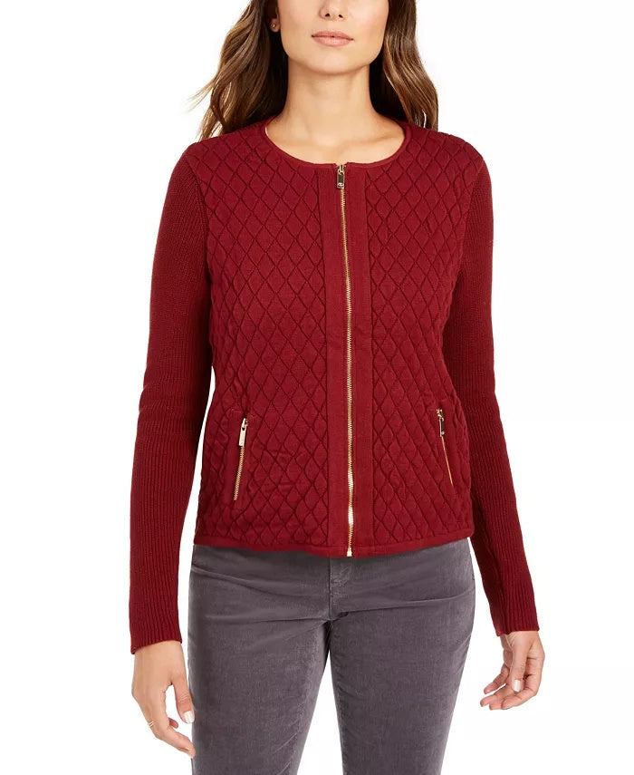 Charter Club Women's Quilted Sweater Jacket  Black Size XX-Large