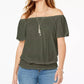 Style & Co Women's Convertible Off The Shoulder Top Green Size Large