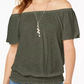 Style & Co Women's Convertible Off The Shoulder Top Green Size Large