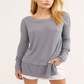 Free People Women's Long Sleeve Scoop Neck Top Gray Size Small