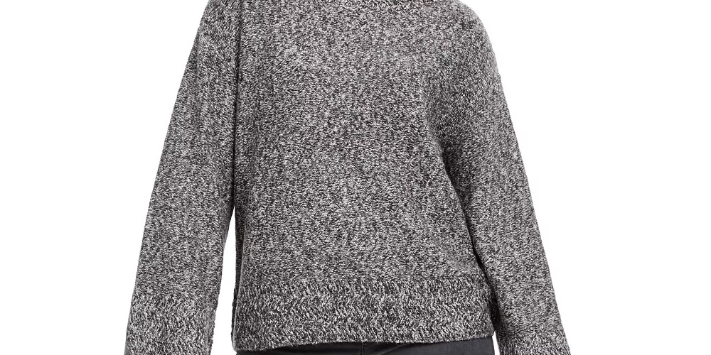 Style & Co Women's Marled Flared Sleeve Sweater Gray Size Small