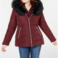 Maralyn & Me Junior's Hooded Faux Fur Trim Puffer Coat Brown Size XL