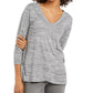 Style & Co Women's V Neck Top Purple Size Small