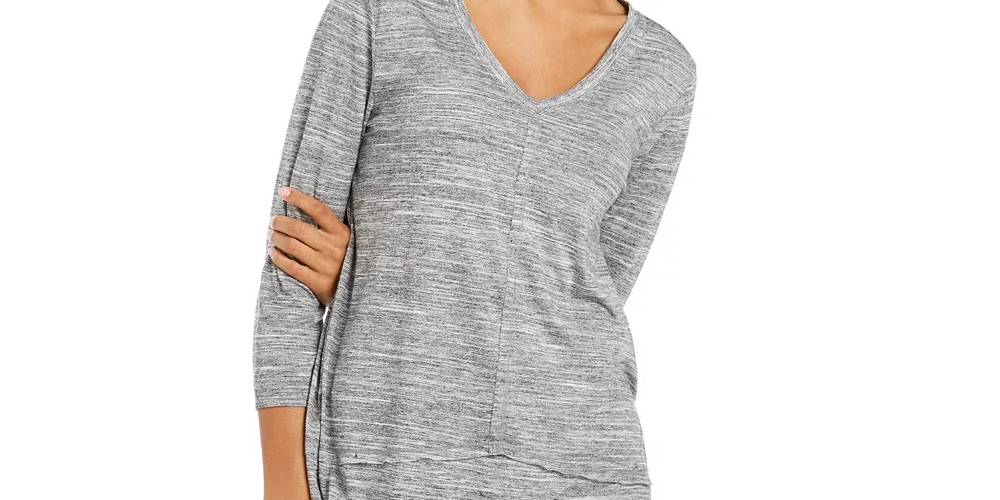 Style & Co Women's V Neck Top Purple Size Small