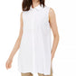 Alfani Women's Long Sleeve Knit Collared Tunic  White Size PL