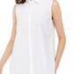 Alfani Women's Long Sleeve Knit Collared Tunic  White Size PL