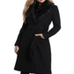 GUESS Women's Maria Faux Fur Collar Walker Coat Black Size M