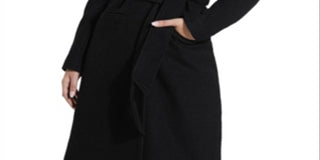 GUESS Women's Maria Faux Fur Collar Walker Coat Black Size M