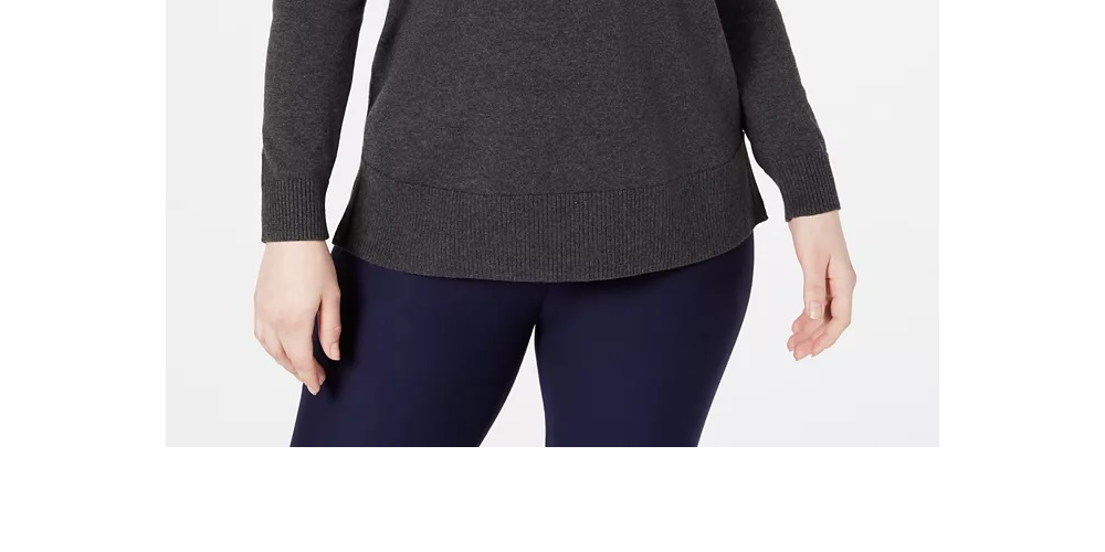 Karen Scott Women's Cotton Zip Neck Sweater Blue Size Small