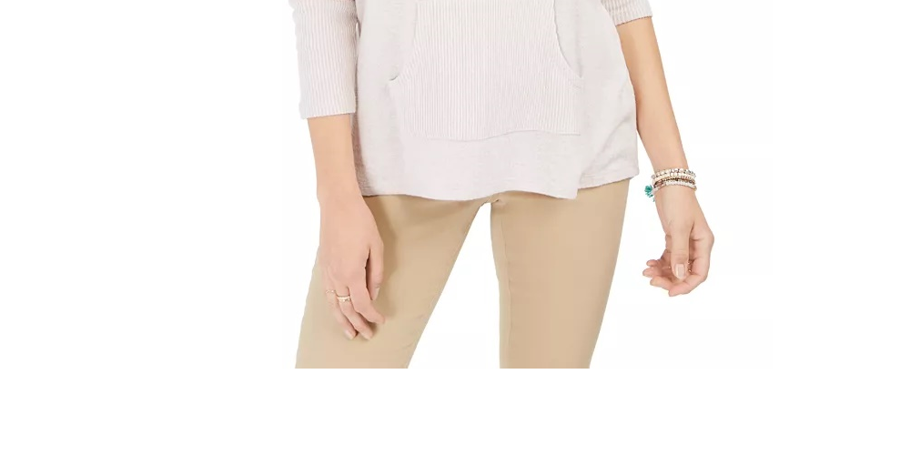 Style & Co Women's Drawstring Cowl Neck Sweater Gray Size X-Large