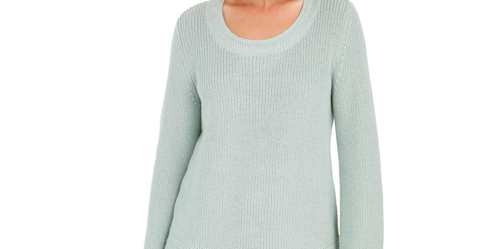 Style & Co Women's Boxy Knit Pullover Sweater  Green Size Small