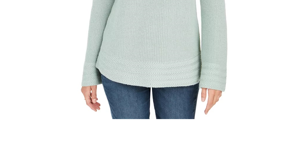 Style & Co Women's Boxy Knit Pullover Sweater  Green Size Small
