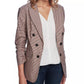 1.STATE Women's Minicheck Ruched Sleeve Blazer Brown