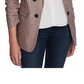 1.STATE Women's Minicheck Ruched Sleeve Blazer Brown