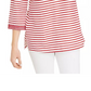 Charter Club Women's Embroidered Striped Linen Blend Tunic Red Size Medium