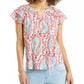 Style & Co Women's Printed Split Neck Top White Size Medium