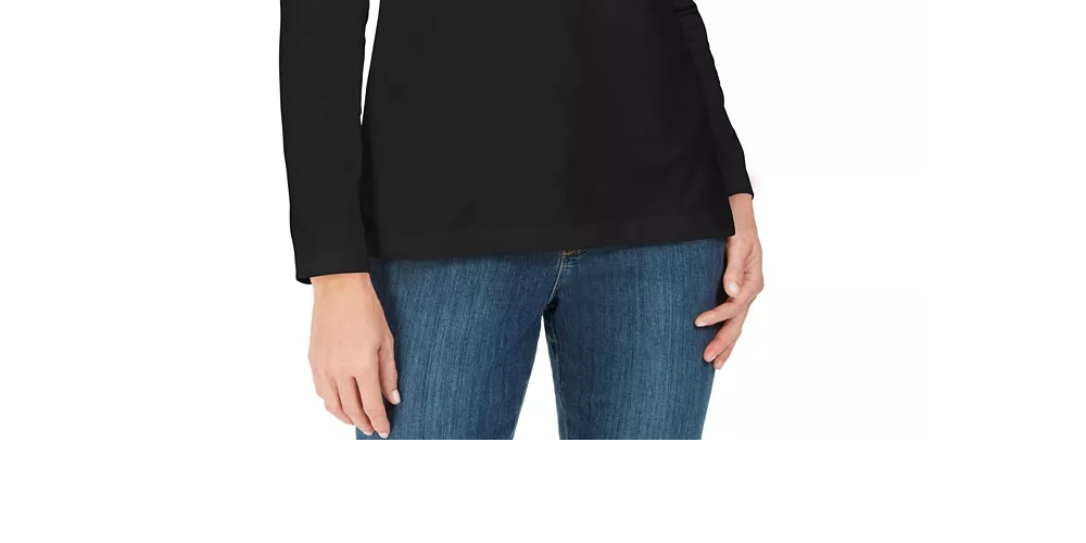 Karen Scott Women's Lace Up French Terry Sweatshirt Black Size X-Small