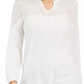 Style & Co Women's Lace Shoulder Top White Size PL