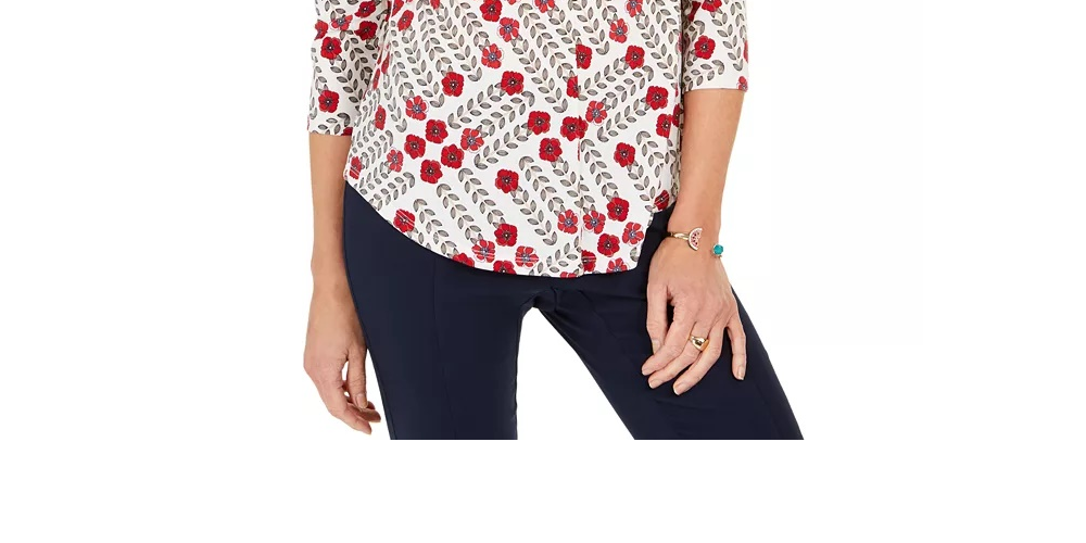 Charter Club Women's 3/4 Sleeve Top Blue Size XX-Large