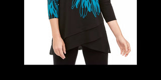 Alfani Women's Bold Floral Blouse Black Size Petite X-Large