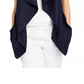 Charter Club Women's Frayed Trim Linen Blend Draped Vest Blue Size Medium
