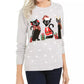 Karen Scott Women's Christmas Cats Sweater Gray Size Petite Small