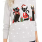 Karen Scott Women's Christmas Cats Sweater Gray Size Petite Small