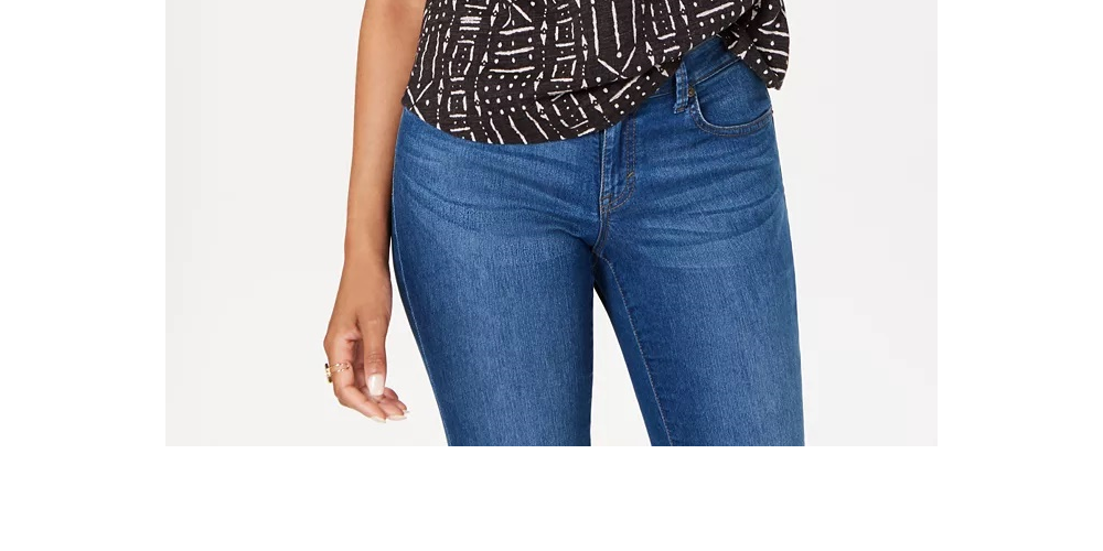 Style & Co Women's Cotton Printed V Neck Top  Black Size -PL