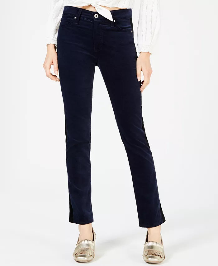 Adriano Goldschmied Women's Mari Velvet High Rise Straight Leg Jeans Blue Size 27