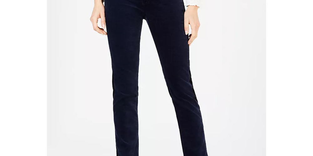 Adriano Goldschmied Women's Mari Velvet High Rise Straight Leg Jeans Blue Size 27
