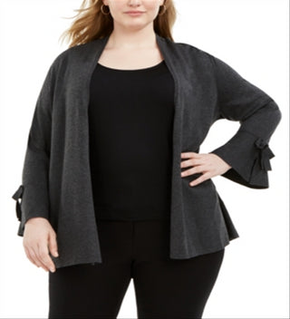 Alfani Women's Tie Sleeve Cardigan Grey Size XXXL