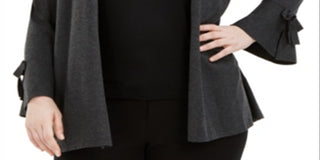 Alfani Women's Tie Sleeve Cardigan Grey Size XXXL