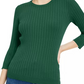 Maison Jules Women's Ribbed Crew Neck Sweater Green Size X-Small