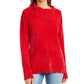 Karen Scott Women's Petite Envelope-Neck Chenille Sweater Red Size PL