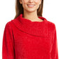 Karen Scott Women's Petite Envelope-Neck Chenille Sweater Red Size PL