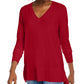 Maison Jules Women's V Neck Sweater Red Size XX-Large