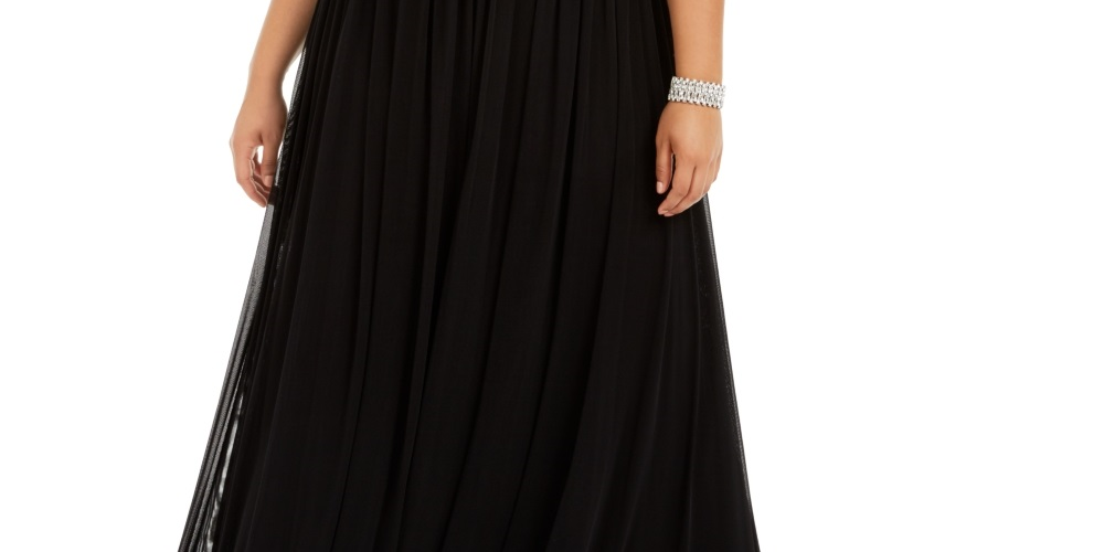 Betsy & Adam Women's Plus Embellished Bodice Gown Black Size 18W