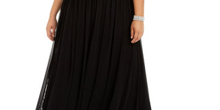 Betsy & Adam Women's Plus Embellished Bodice Gown Black Size 18W