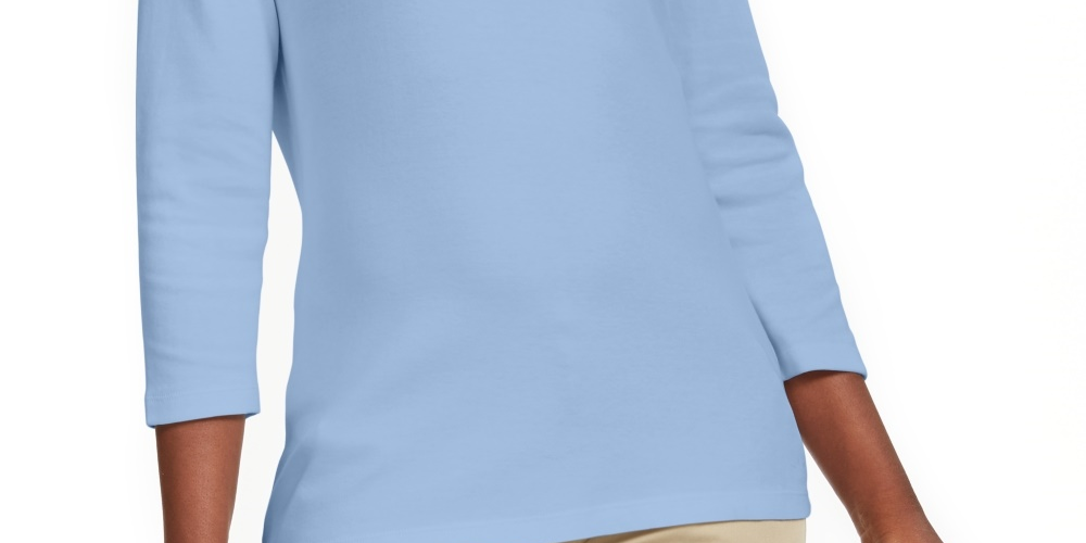 Karen Scott Women's Grommet-Neck Cotton TopBright Blue Size X-Small