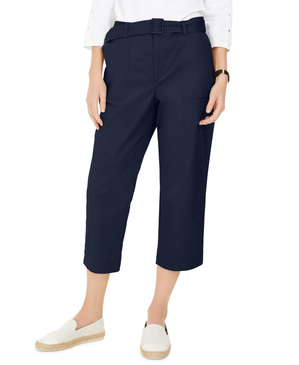 Charter Club Women's Cropped Twill Pants Blue Size 6