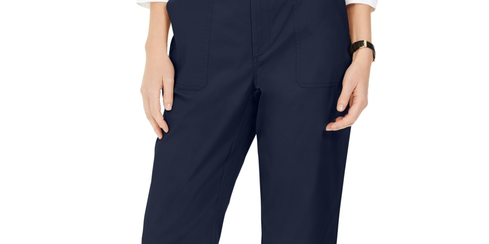 Charter Club Women's Cropped Twill Pants Blue Size 6