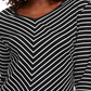Karen Scott Women's Striped V Neck Top Black Size X-Small