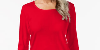 Karen Scott Women's Scoop-Neck Top Bright Red Size Medium