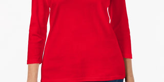 Karen Scott Women's Scoop-Neck Top Bright Red Size Medium
