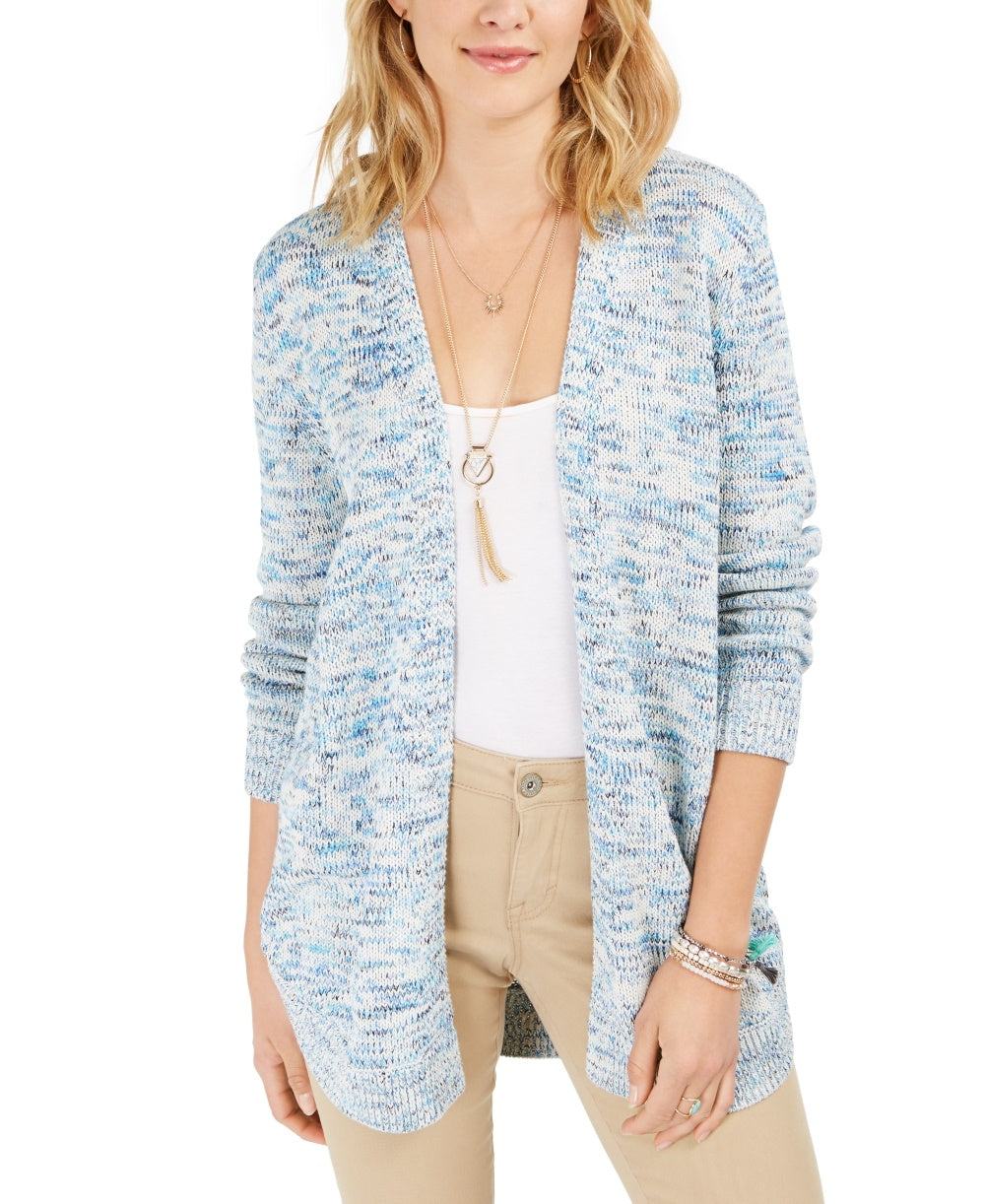 Style & Co Women's Open Marled-Knit CardiganNavy Size Large